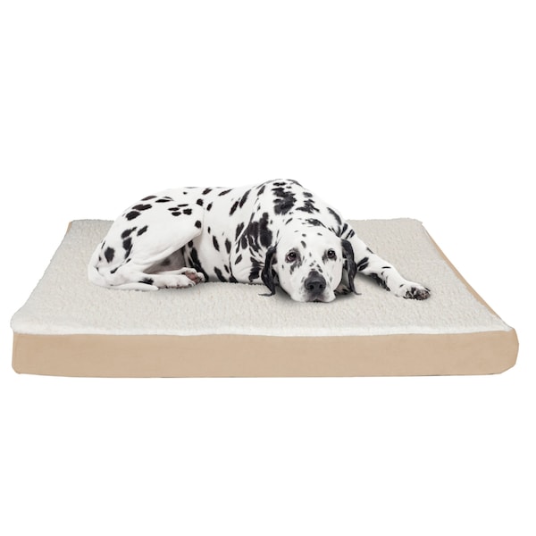 Pet Adobe Orthopedic Sherpa Top Pet Bed with Memory Foam and Removable Cover 44x35x4.75 Tan by Pet Adobe 561543ACI - main